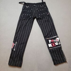 Dead Threads Striped - Gothic Punk bandage style Pants zippers